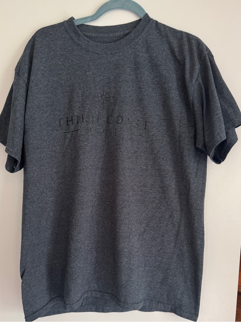 Third Coast Skate Co. Gray Tee Men’s L. Black on gray logo on front/back GUC